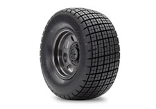 Slash Modified (#104354-74) Replica Hoosier® Angle Block Racing Tires mounted to Black Steel Wheels