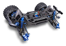 X-Maxx Ultimate (#77097-4) Chassis Three-Quarter View (Blue)