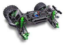 X-Maxx Ultimate (#77097-4) Chassis Three-Quarter View (Green)